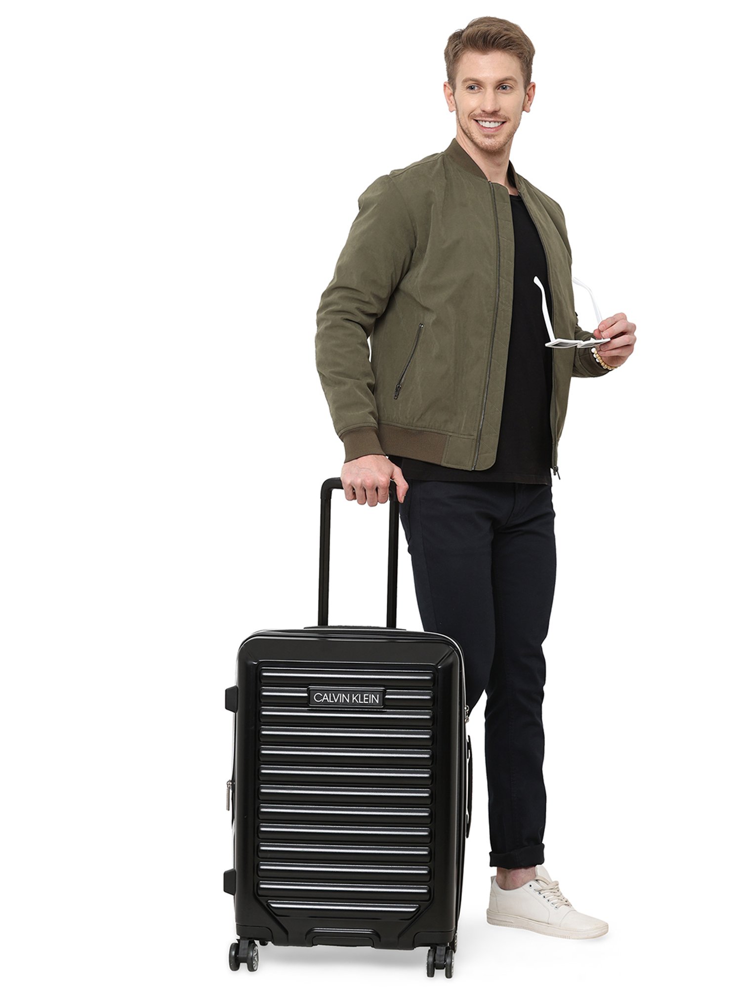 Calvin Klein Odyssey Black ABS Hard Medium Trolley - 24 cms