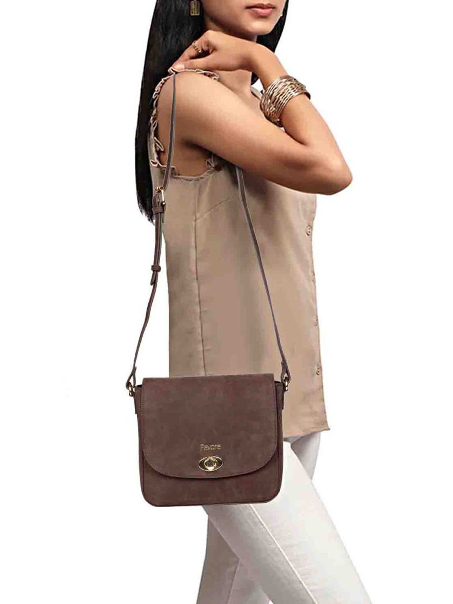 Favore Grey Solid Small Sling Handbag