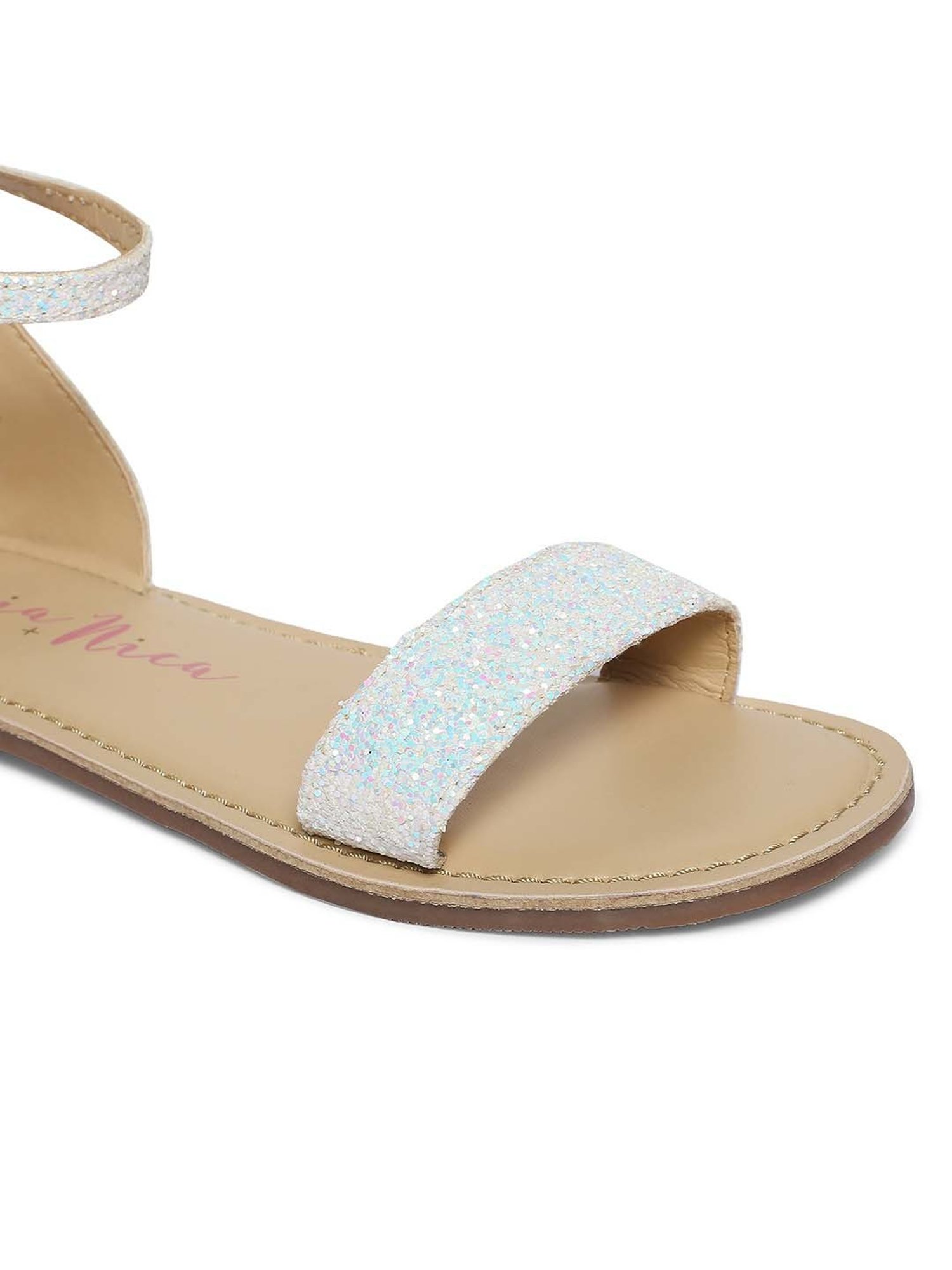 Aria Nica Kids Spark White & Beige Ankle Strap Sandals