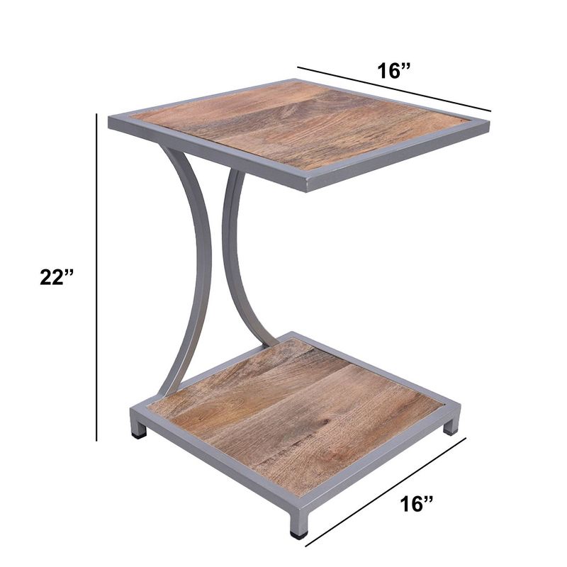 Wooden End Table with Metal Framing and Open Shelf Brown/Gray - The Urban Port