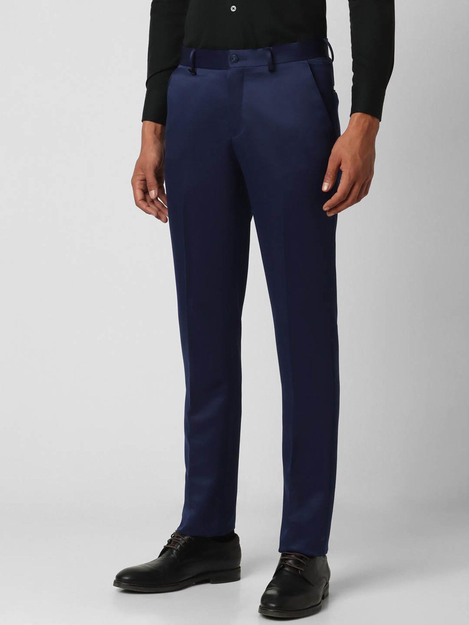 V Dot Shine Navy Skinny Fit Trousers