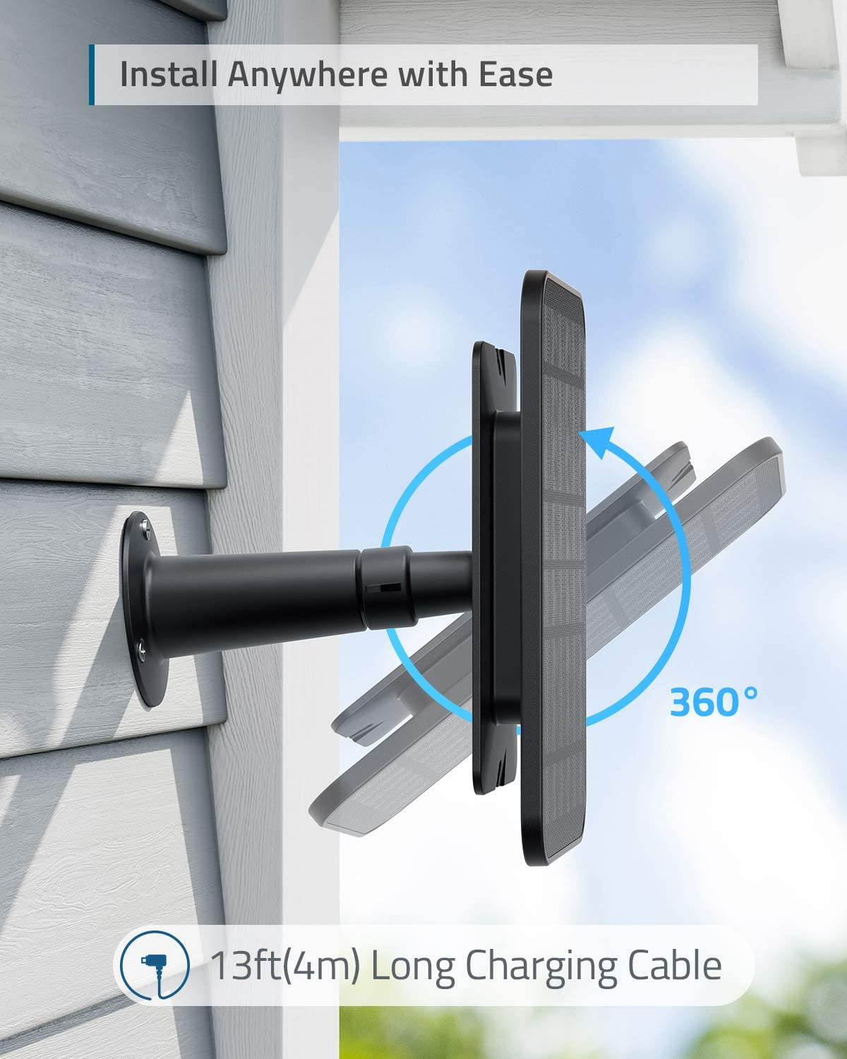 eufy Security Certified eufyCam Solar Panel, Compatible with eufyCam, Continuous Power Supply, 2.6W Solar Panel, IP65 Weatherproof