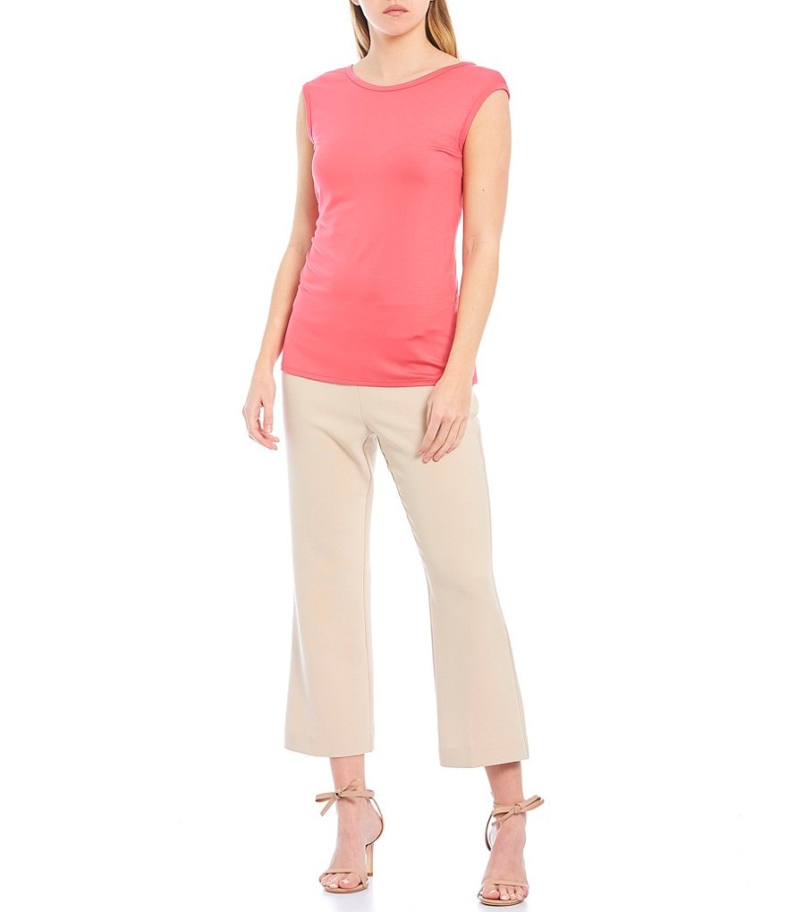 Trina Turk Round Neck Cap Sleeve Cut-Out Back Cami Top