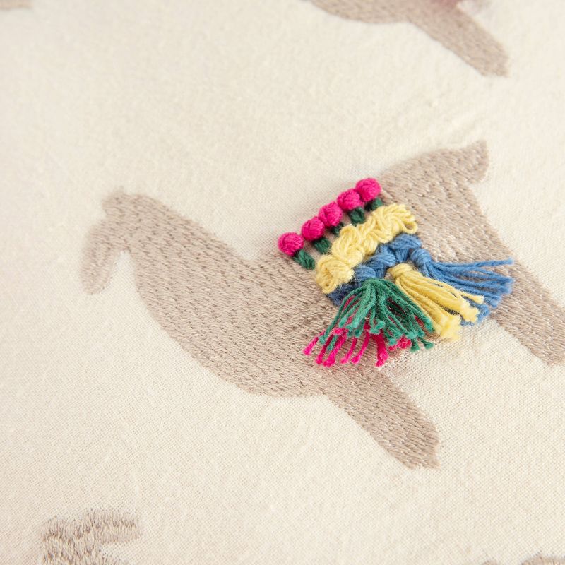 18"x18" Llama Print Square Throw Pillow Off White - Rizzy Home