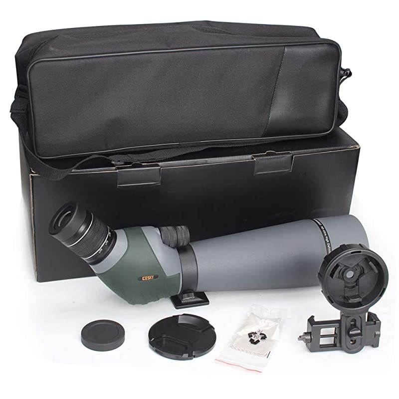 20-60x80 Dual Focusing ED Spotting Scope - Ultra High Definition Optics Scope with Carrying Case and Smartphone Adapter  Shooting Hunting Bird Watching Wildlife Astronomy Scenery