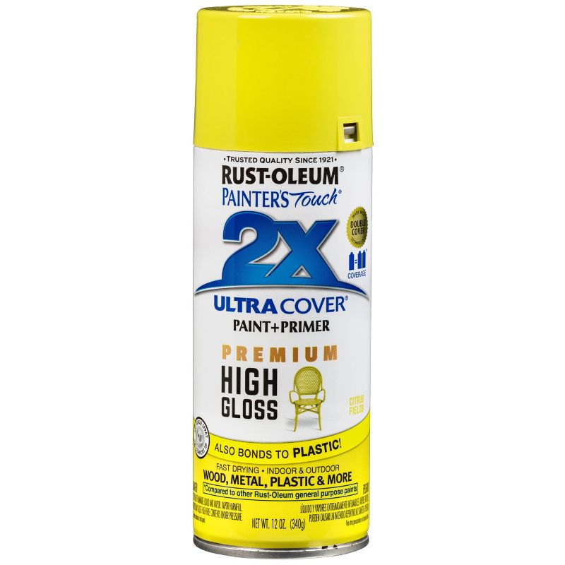Rust-Oleum 12oz 2X Painter's Touch Ultra Cover High Gloss Spray Paint Yellow