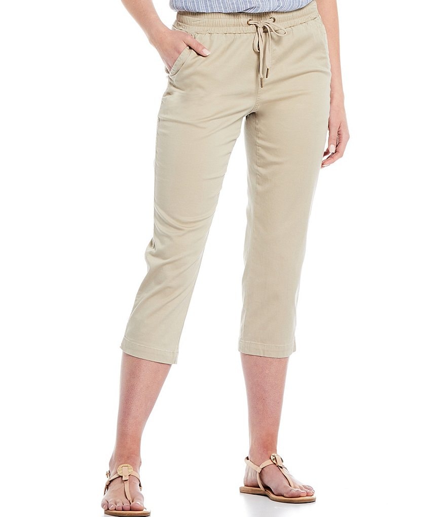 Intro Petite Size Relaxed Leg Pull-On Drawstring Cropped Pants
