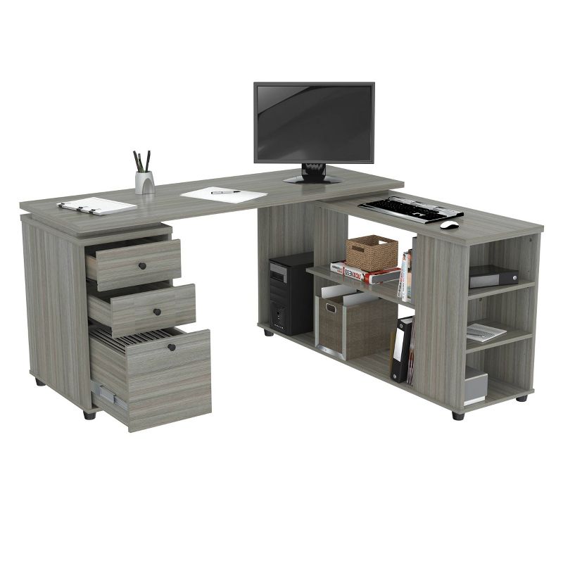 L Shaped Computer Workstation Gray - Inval