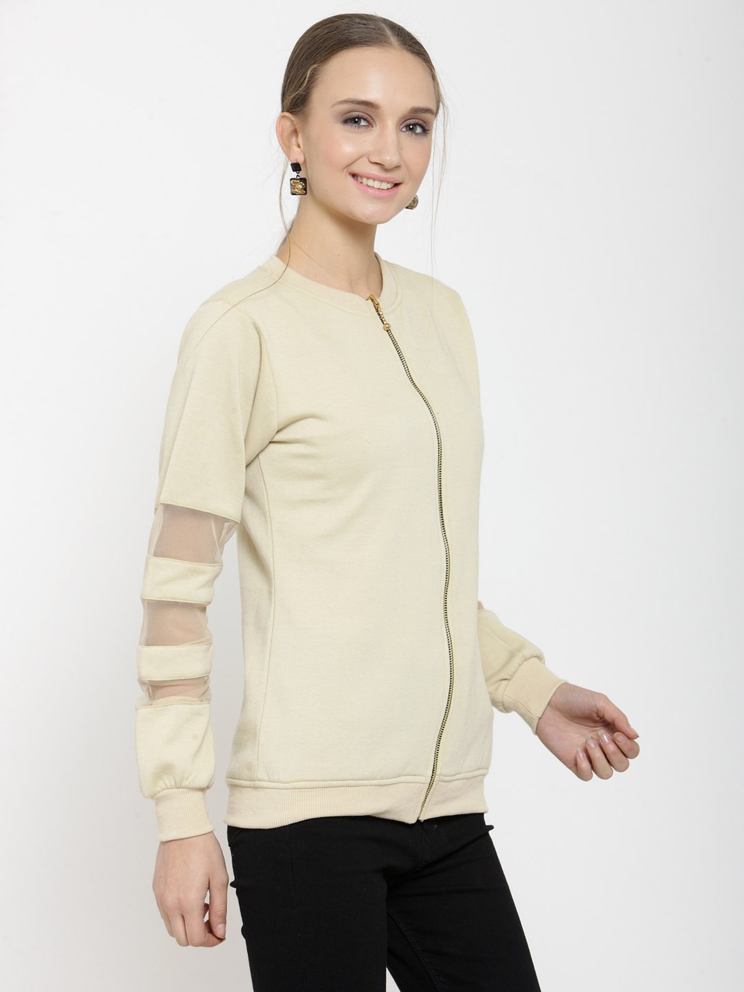 Belle Fille Beige Full Sleeves Sweatshirt
