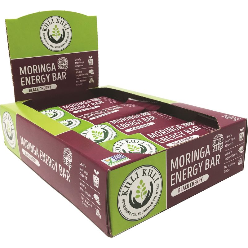 Kuli Kuli Moringa Energy Vegan Bar - Black Cherry - 12pk
