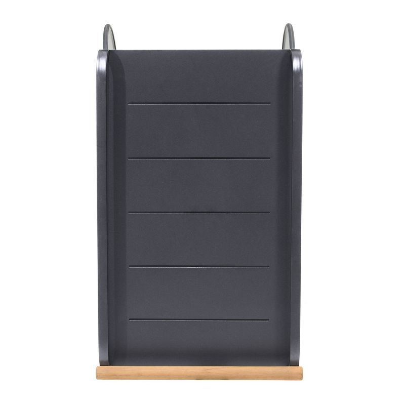 Portals Outdoor Accent Cart in Black Finish and Natural Teak Wood Accent - Armen Living