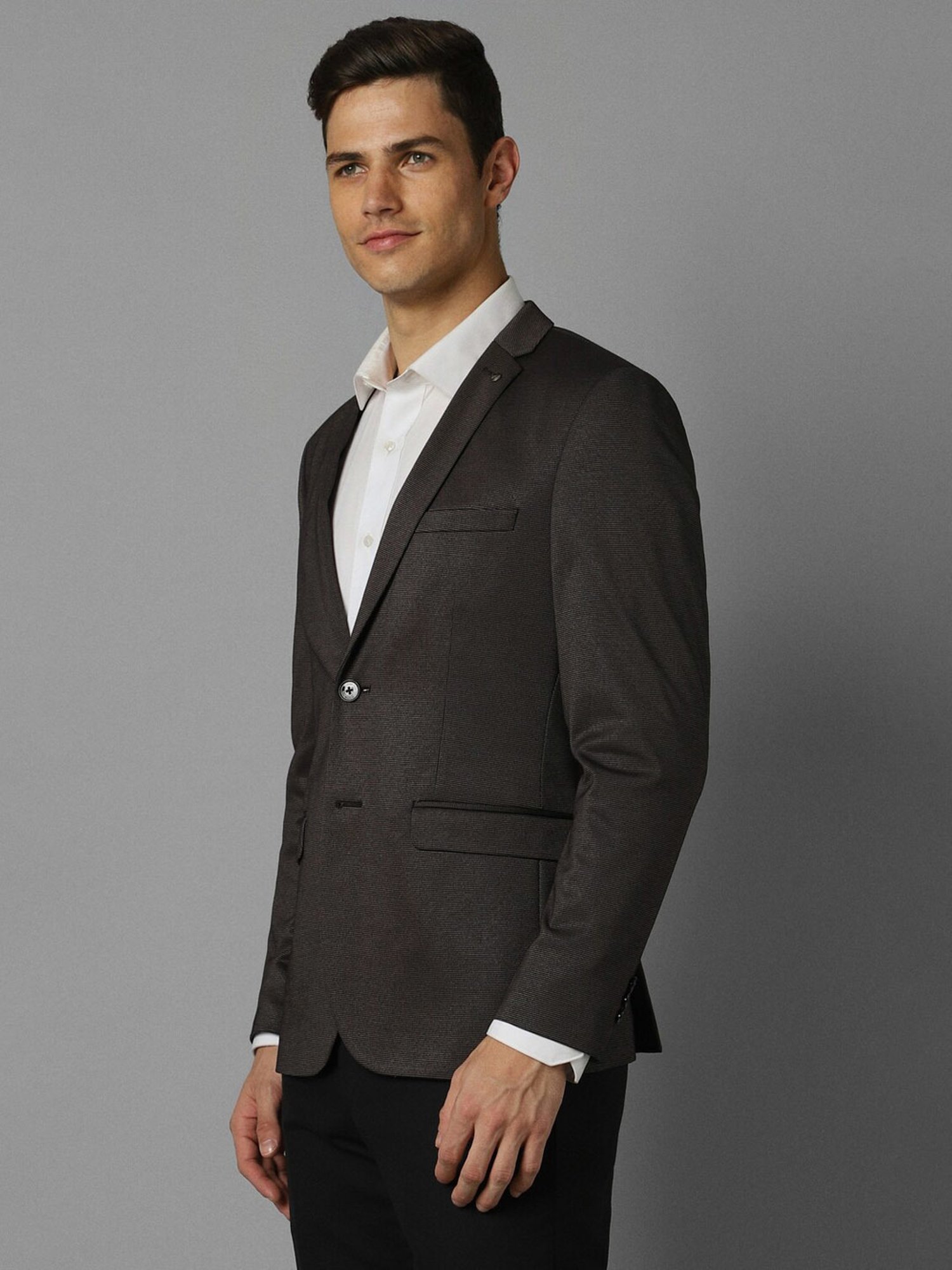 Allen Solly Dark Brown Slim Fit Blazer