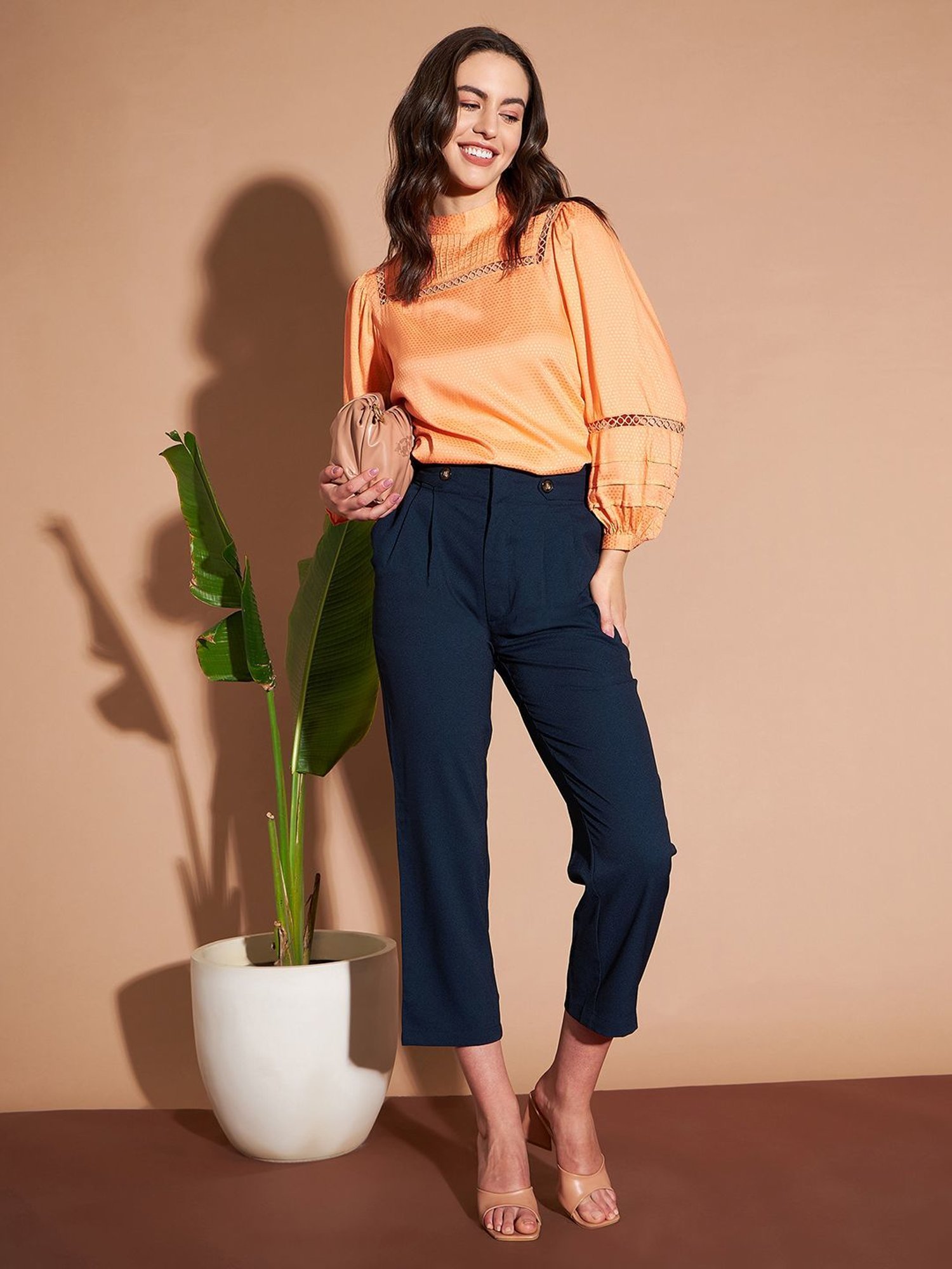 Marie Claire Orange Full Sleeves Top