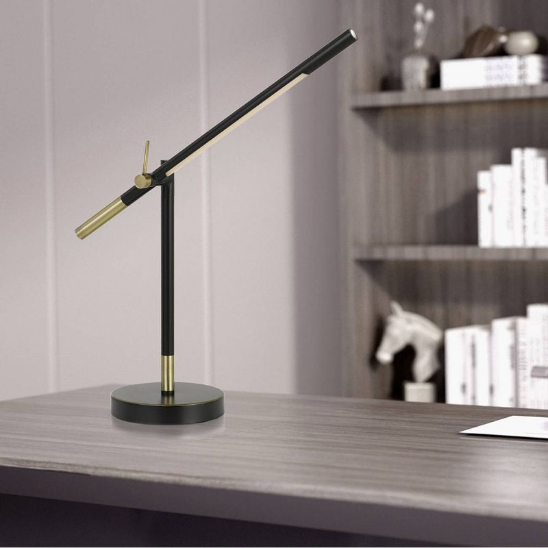 27" Metal AdjusDesk Virton Arm Desk Lamp (Includes LED Light Bulb) Black/Antique Brass - Cal Lighting
