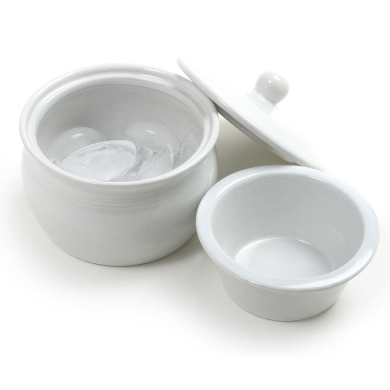 Gibson Elite 2 Piece Gracious Dining Ceramic Bowl Set With Acacia Wood Tray