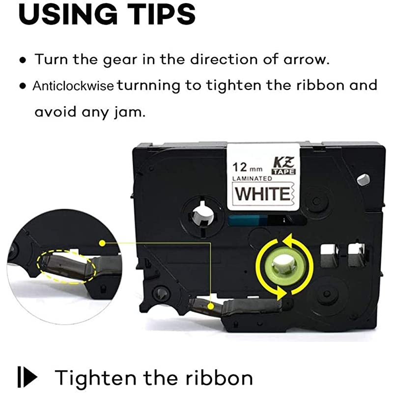 for Brother Tze231 0.47 Inch 26.2feet (12mm/8m) p Touch Laminated Black on White Standard Replace Waterproof Label Tape maker PT-H110/PT-D200/PT-D210/PT-D400/PT-D600/PT-1280/PT-1290(5PACK)