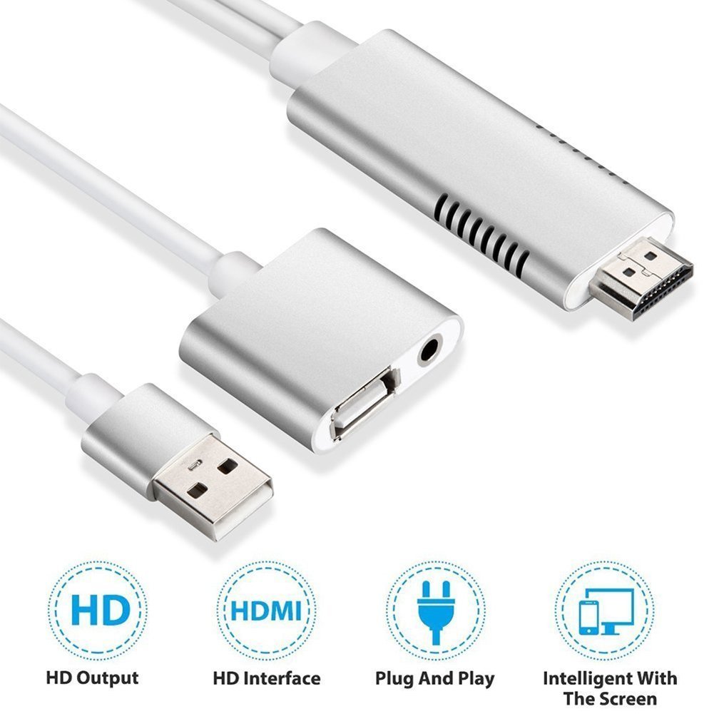 Lightning to HDMI Cable for IOS Android 3-in-1 Lightning / Micro USB / Type-C to HDMI Adapter 1080P Digital AV Adapter HDTV MHL Cable Support iPhone iPad Android Smartphones on HDTV Projector