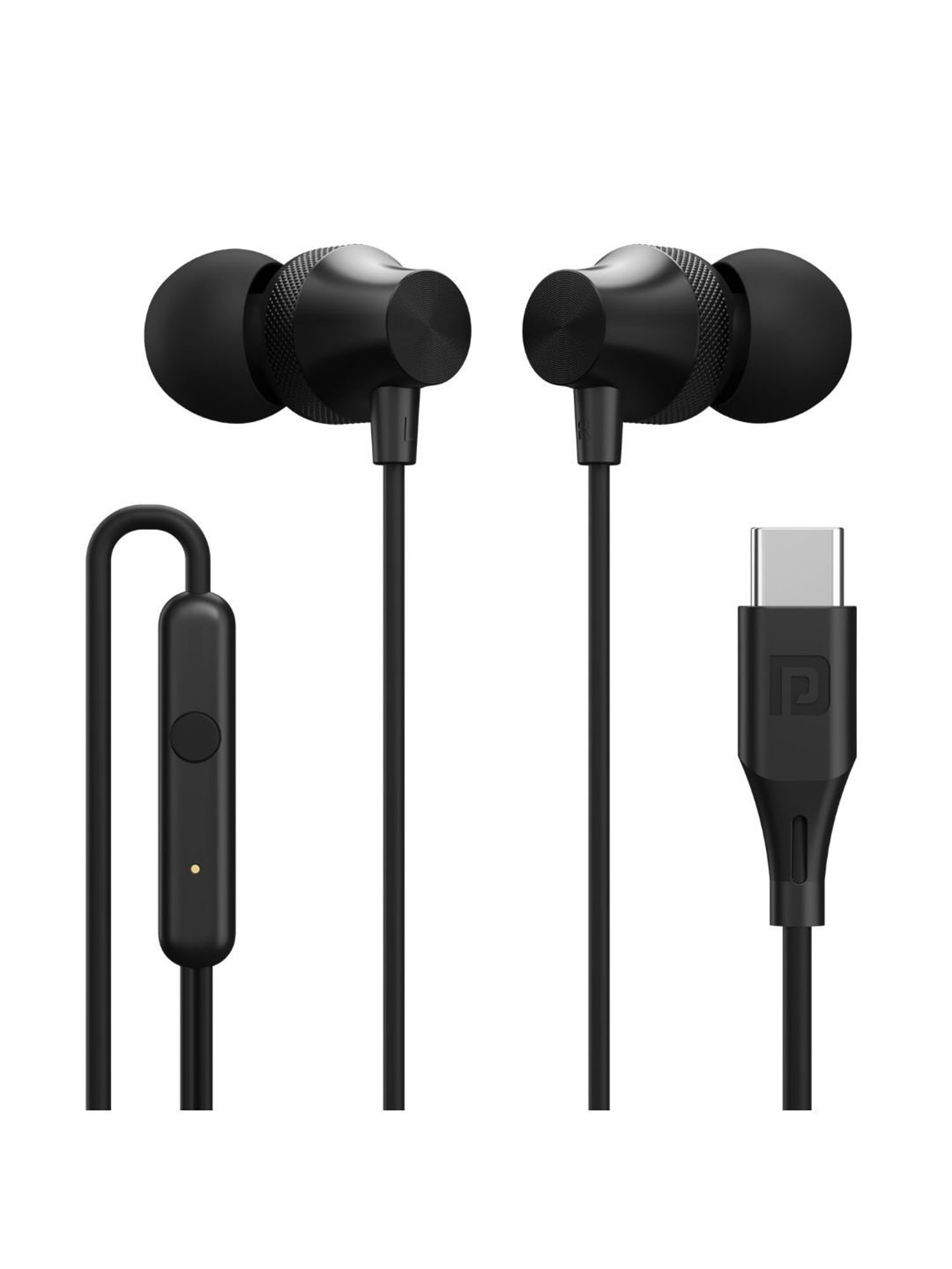Portronics Conch Beat C in Ear Wired Earphones with Mic, Type C Audio Jack, 10mm Driver (Black)
