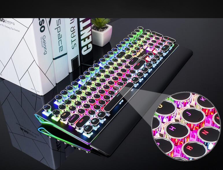 Royal Kludge RKS108 Retro Punk Version RGB Backlit USB Wired Mechanical Gaming Keyboard, N-key Rollover