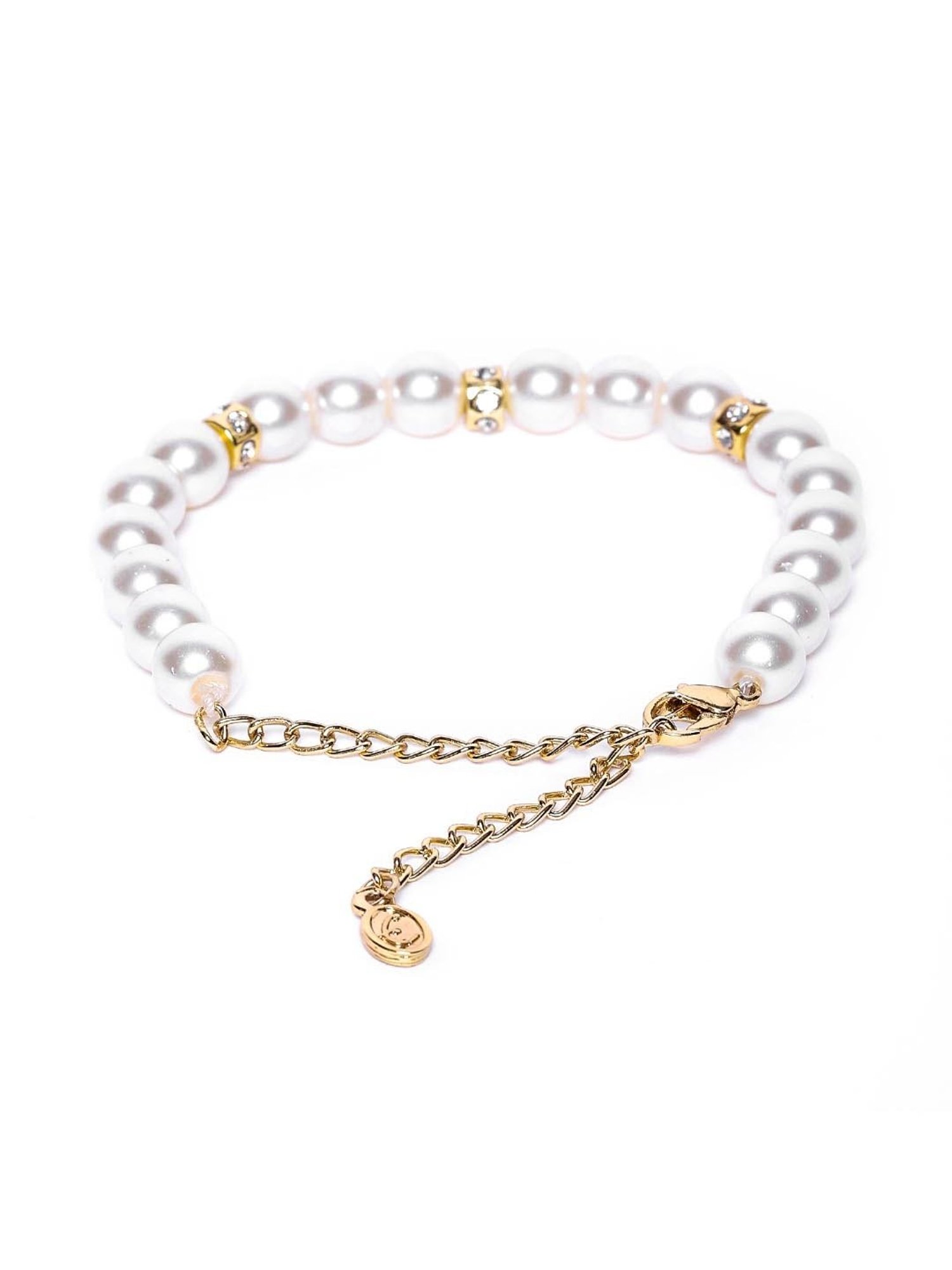 Estele Gold-Plated Single Line Pearl Bracelet for Women