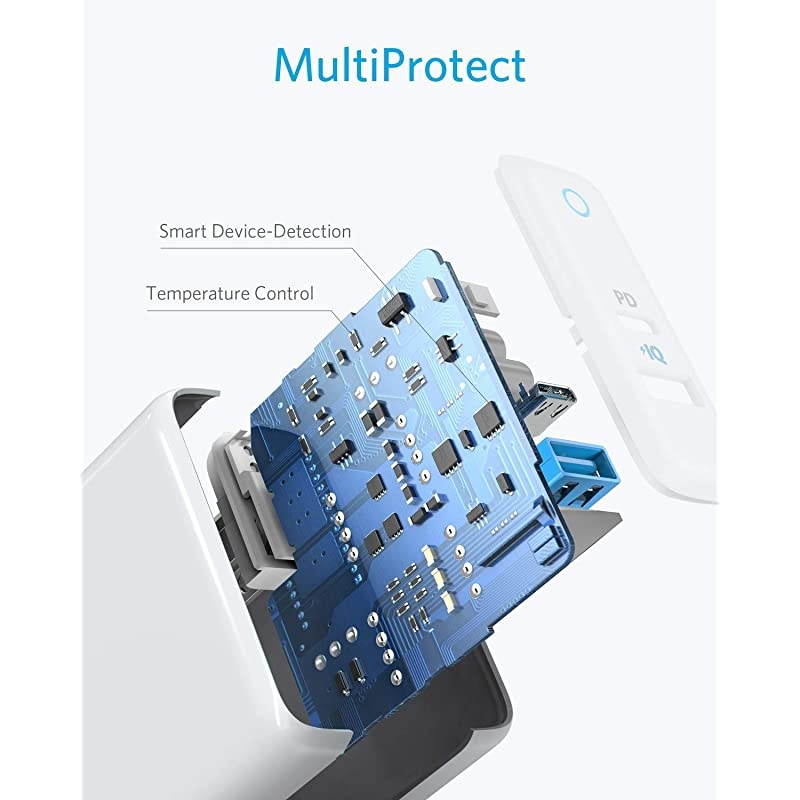 USB C Charger  Powerport Speed+ Duo Wall Charger with 30W Power Delivery Port for iPhone XsMaxXRX8 Ipad Pro 2018Air 2Mini MacBook ProAir Galaxy S10S9S8 Pixel LG Nexus and More