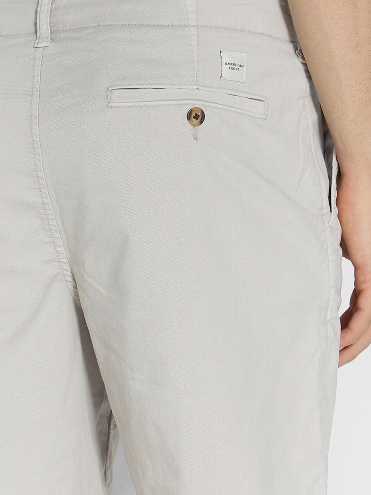 American Eagle Grey Cotton Regular Fit Shorts