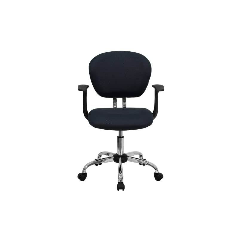 Mid-Back Gray Mesh Padded Swivel Task Office Chair with Chrome Base and Arms