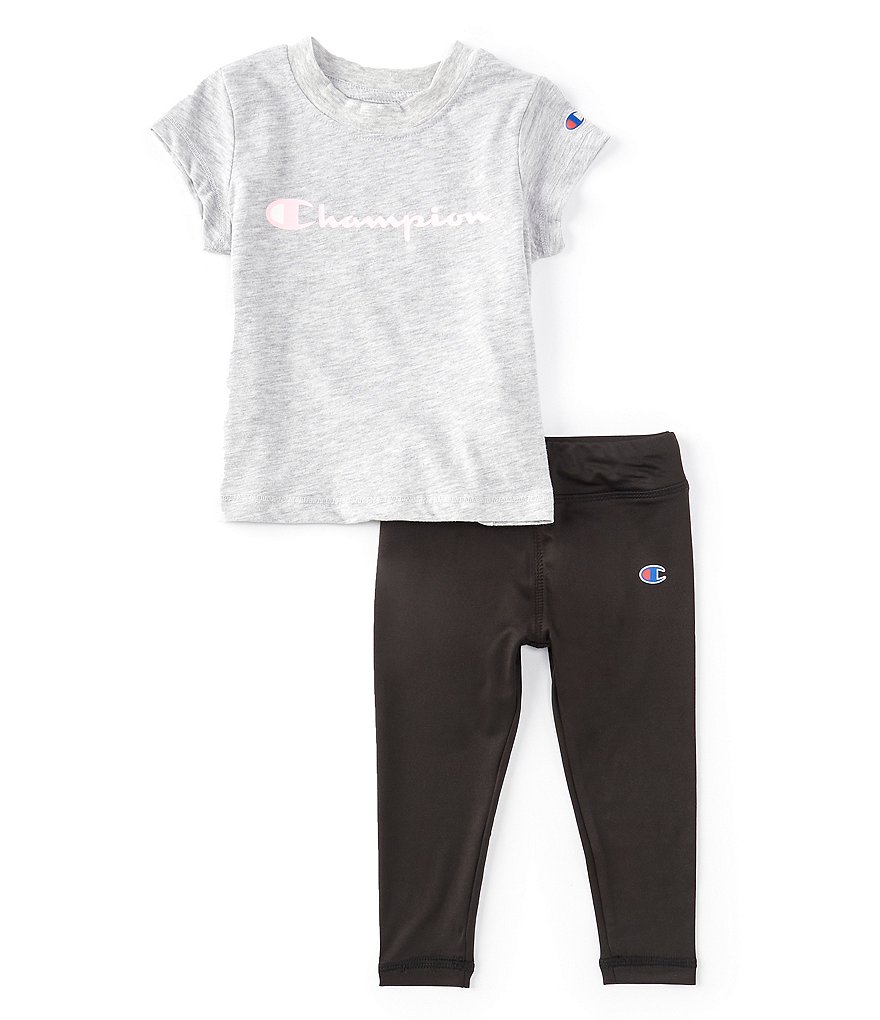Champion Baby Girls 12-24 Months Short-Sleeve Classic Script Tee & Leggings Set