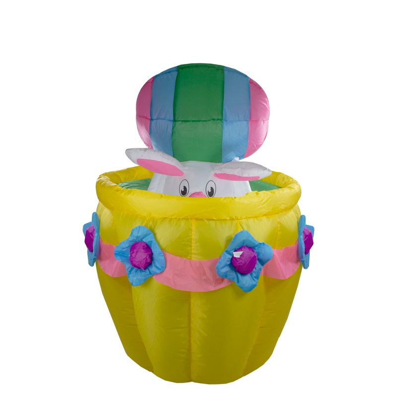 Northlight Easter 4' Inflatable Prelit Bunny Driving an Egg Car Outdoor Decoration - White/Pink