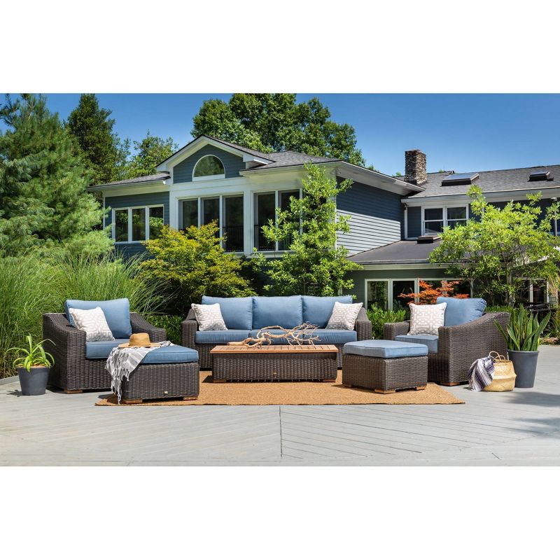 New Boston 6pc Seating Set Gray Frame Sunbrella Spectrum Denim Fabric - La-Z-Boy