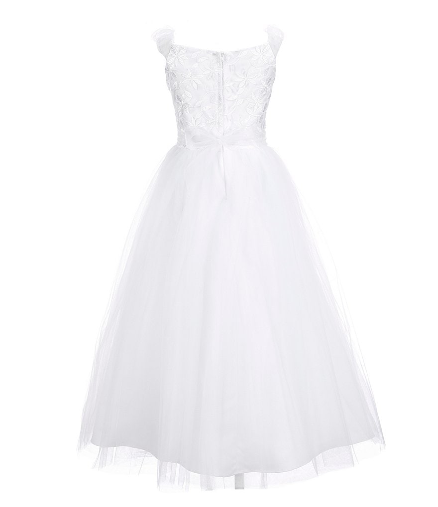 Us Angels Big Girls 7-14 3-D Floral Mesh Ball Gown