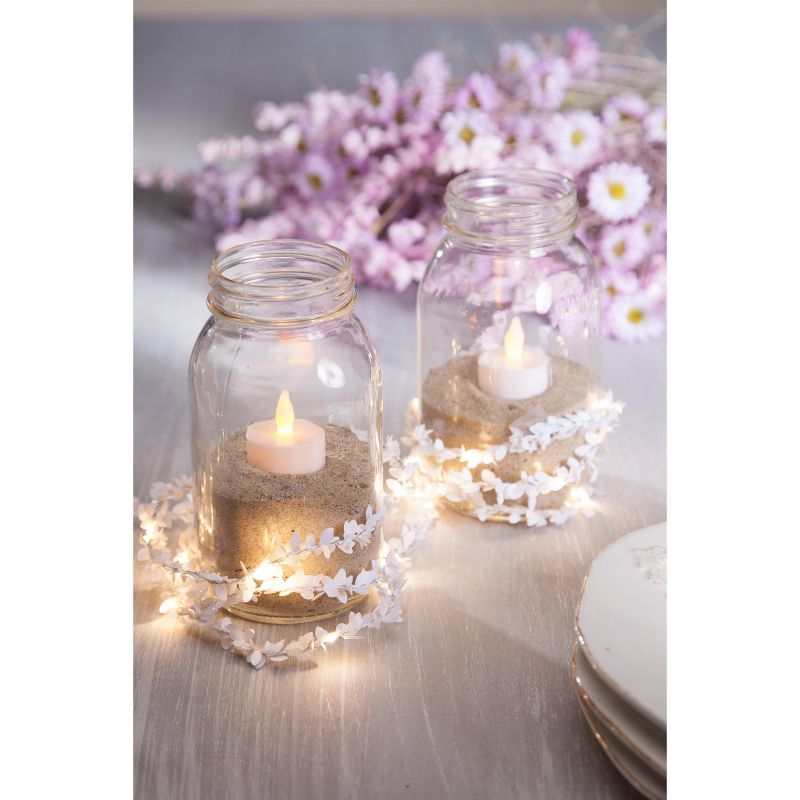 Everlasting Glow Set of Three 10 Foot White Boxwood Leaf Garlands with 30 Warm White LED Lights