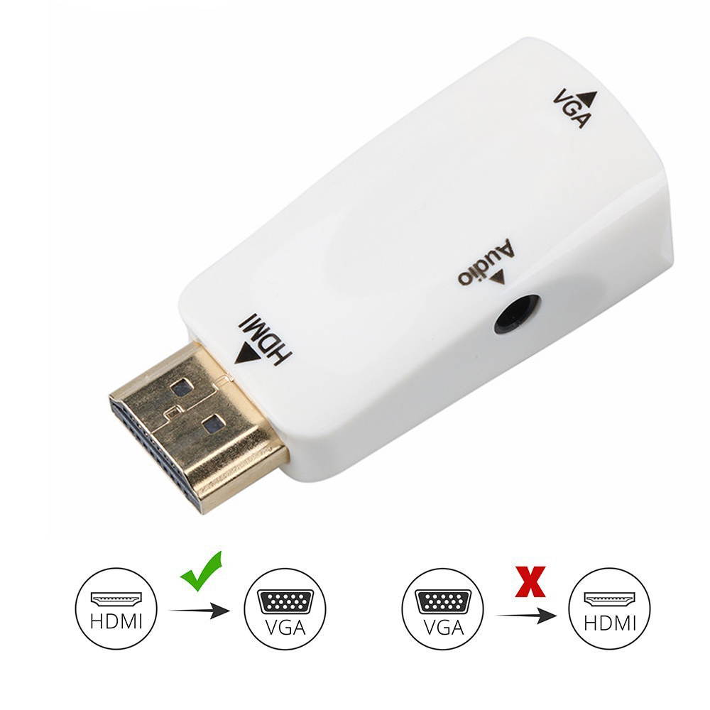 Wanmingtek HDMI to VGA Converter Adapter - Gold-Plated HDMI Male to VGA Female Adapter for PC, Laptop, DVD, Projector, HDTV, Xbox, STB, Intel Nuc, Chromebook, TV Box and Other HDMI Devices -White
