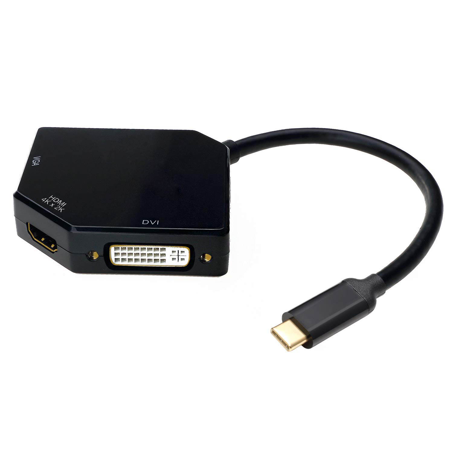 Jansicotek USB C to HDMI/DVI/VGA Adapter,USB 3.1 Type-C Hub to HDMI DVI 4K VGA Adaptor Converter (Thunderbolt 3 Compatible),3in1USB C Hub Adapter for 2016/2017/2018 MacBook/MacBook Pro and More