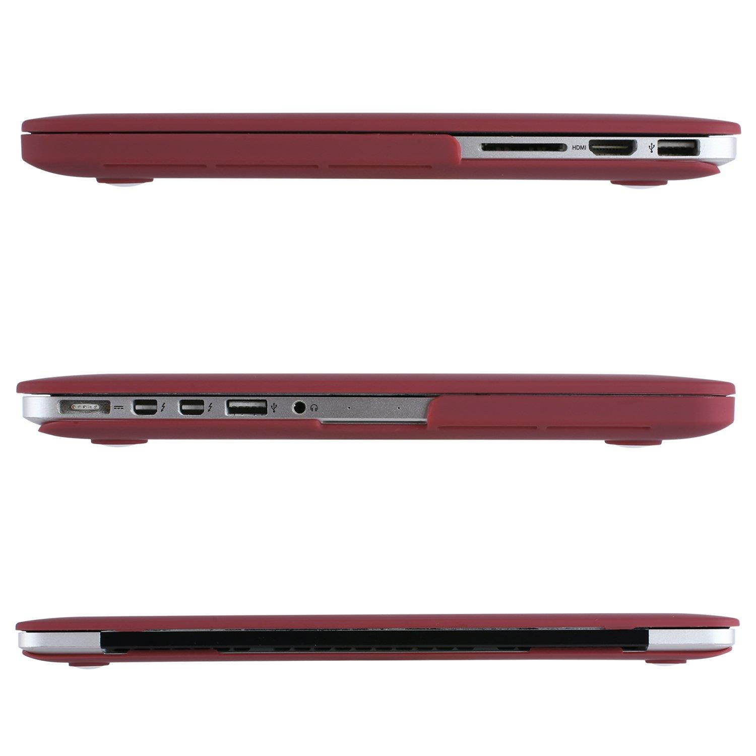 MOSISO Case Only Compatible MacBook Pro (W/O USB-C) Retina 13 Inch (A1502/A1425)(W/O CD-ROM) Release 2015/2014/2013/end 2012 Plastic Hard Shell & Keyboard Cover & Screen Protector, Wine Red