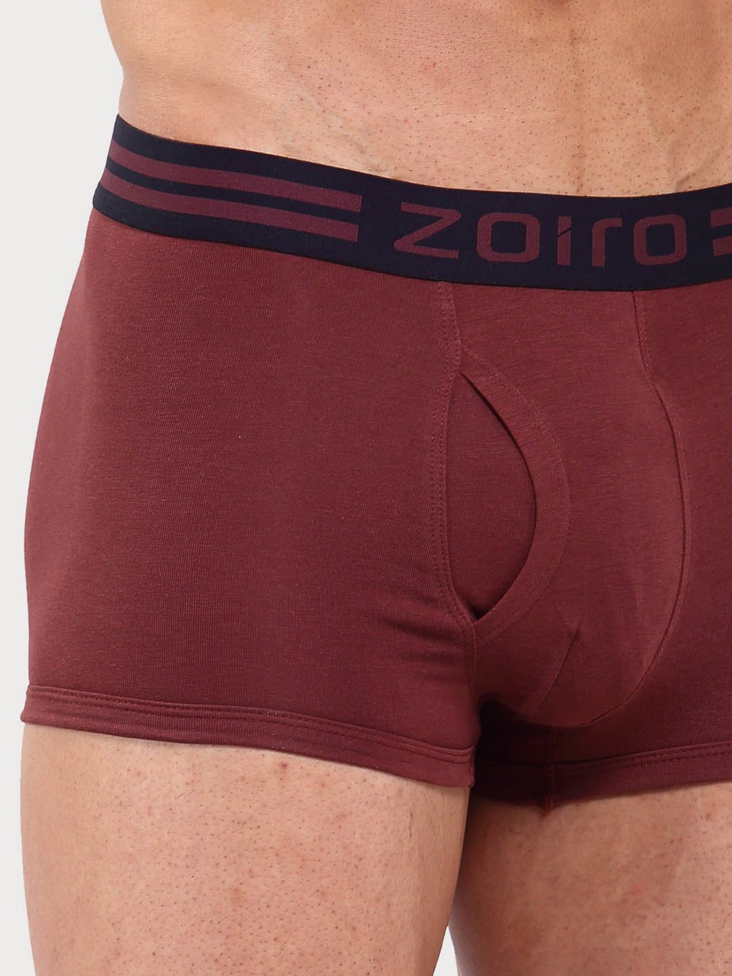 Zoiro Bitter Chocolate & Dark Blue Cotton Regular Fit Trunks - Pack Of 2