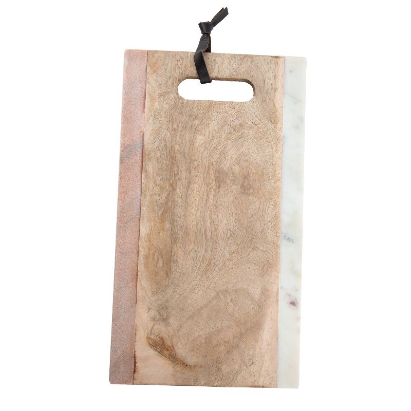 14.5" x 8" Marble and Mango Wood Serving Tray with Handle - Thirstystone