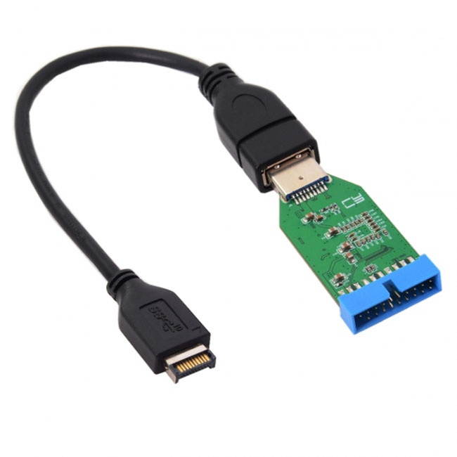 Jimier USB 3.1 Front Panel Header to 3.0 Female Cable to Motherboard 20pin Header Female Hub Adapter U3-024/UC-131