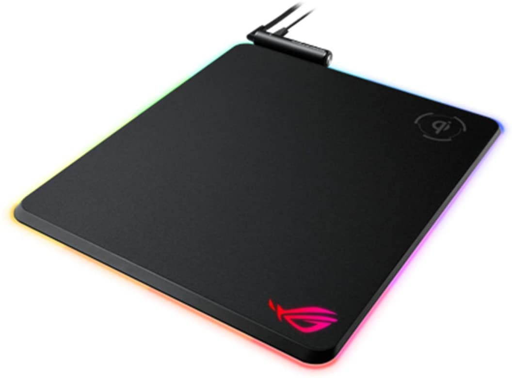 Balteus Qi Vertical Gaming Mouse Pad with Wireless Qi Charging Zone, Hard Micro-Textured Gaming Surface, USB Pass-Through, Aura Sync RGB Lighting and Non-Slip Base (12.6&rdquo; X 14.6&rdquo;)
