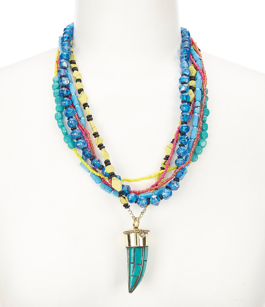 Natasha Accessories Beaded Horn Necklace