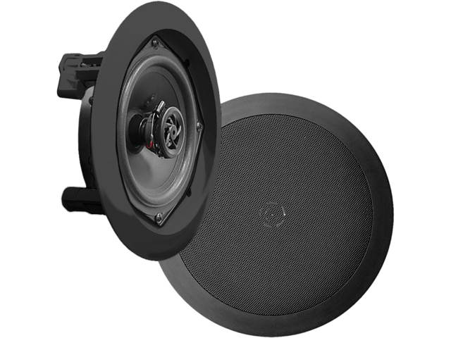 2) NEW Pyle PDIC81RDBK 250W 8 Inch Flush In-Wall In-Ceiling Black Speakers Pair