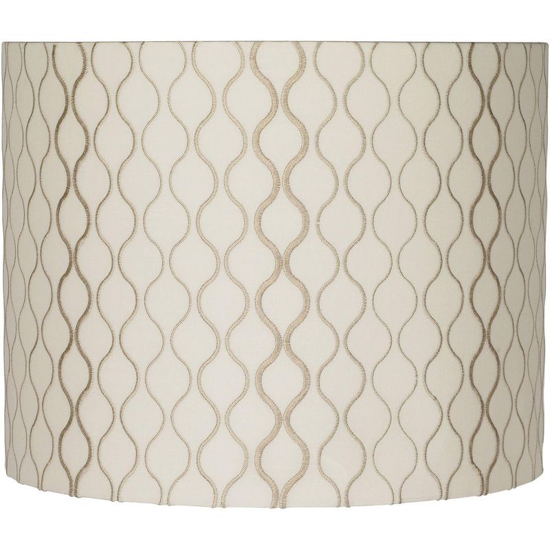 Springcrest Embroidered Hourglass Medium Lamp Shade 14" Top x 14" Bottom x 11" High (Spider) Replacement with Harp and Finial