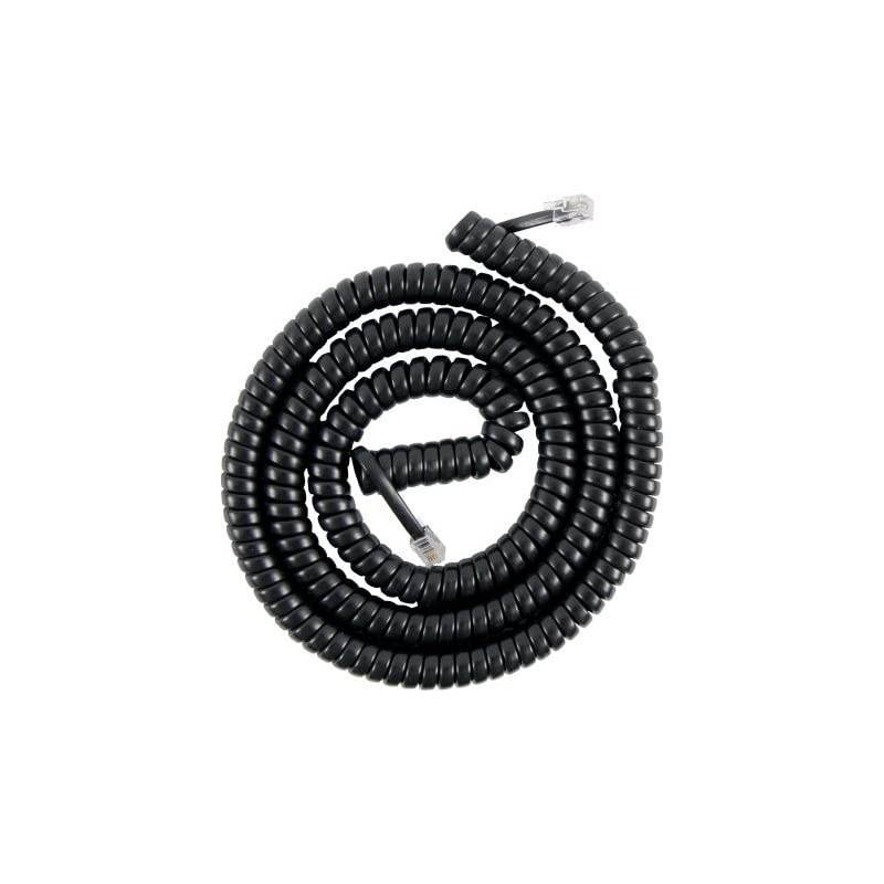 25 Feet Black Coiled Telephone Phone Handset Cable Cord by