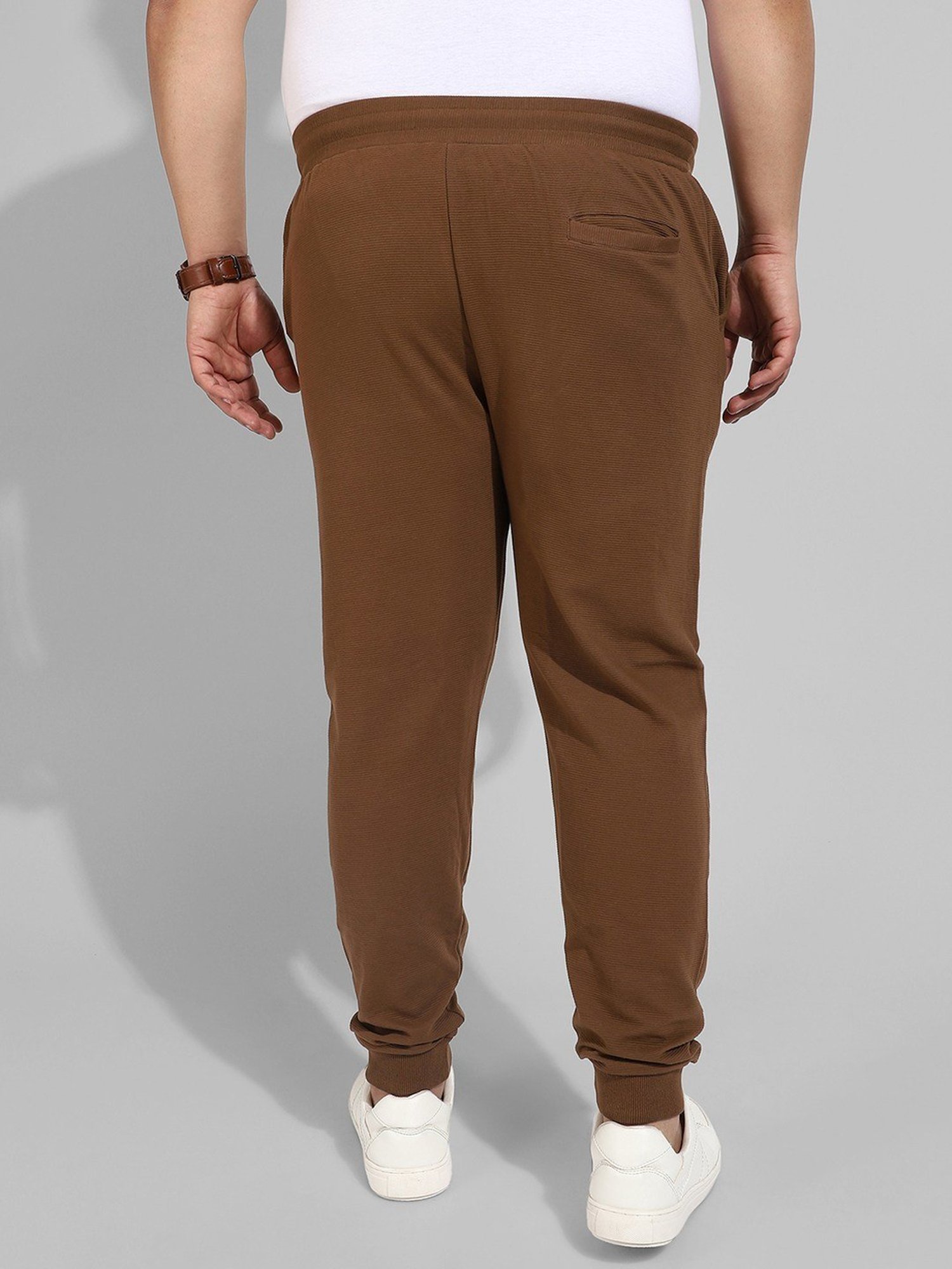 Instafab Plus Brown Cotton Regular fit Plus Size Joggers