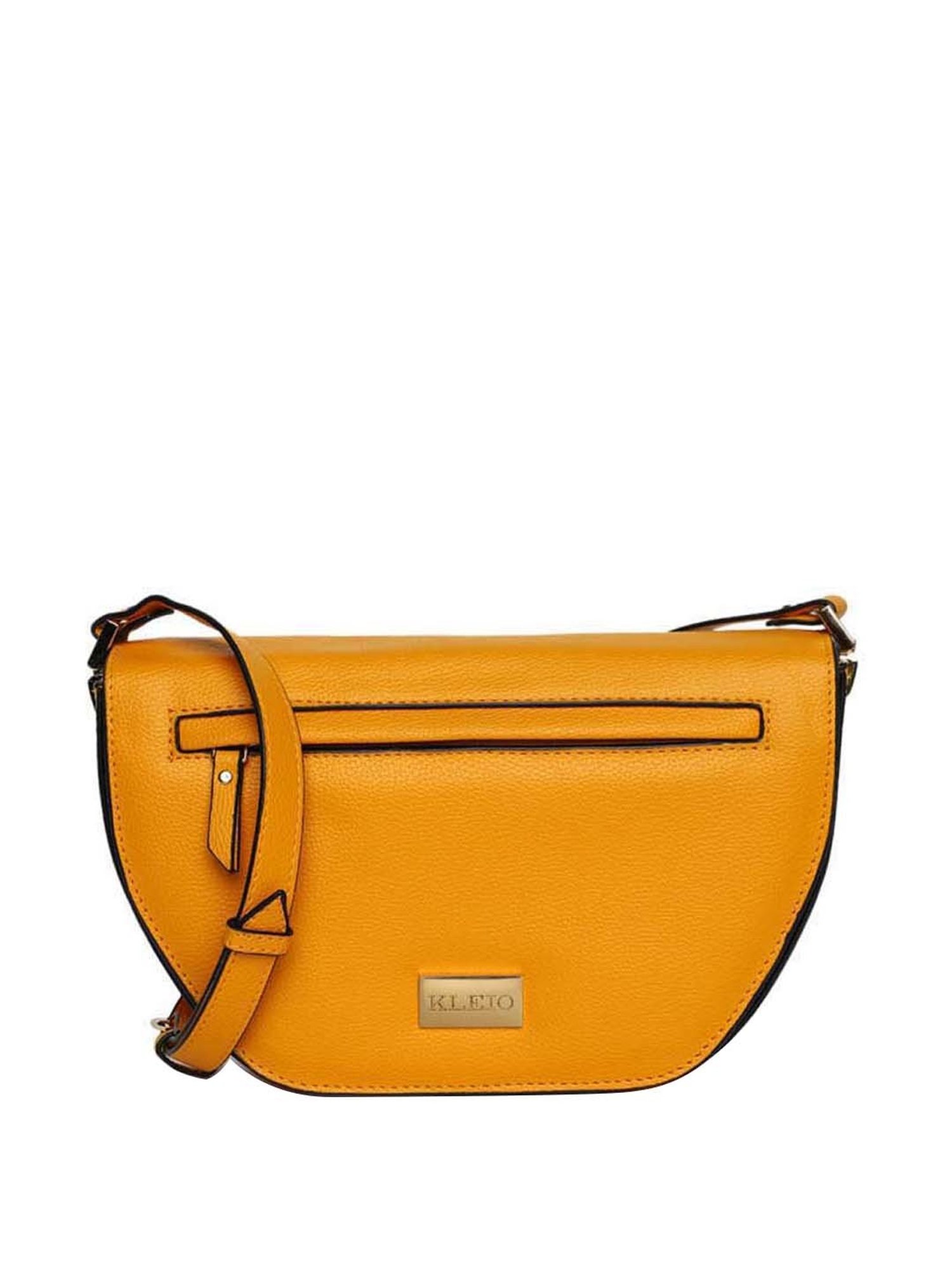KLEIO Mustard Solid Medium Sling Handbag