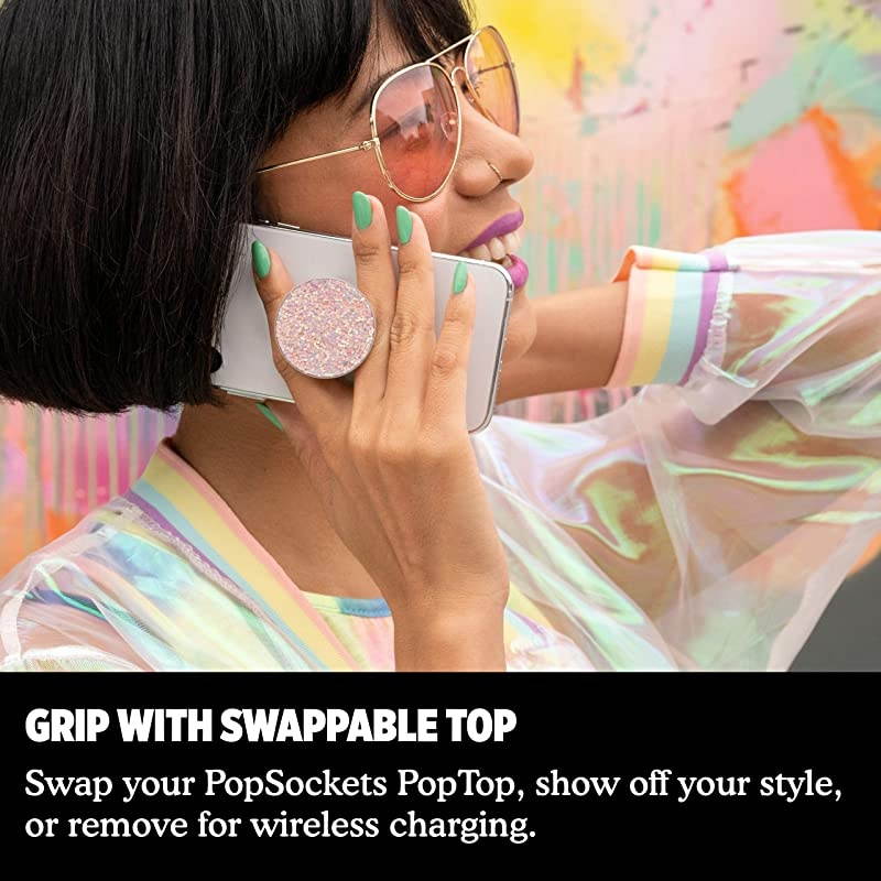 PopGrip with Swappable Top for Phones amp Tablets Sparkle Rose