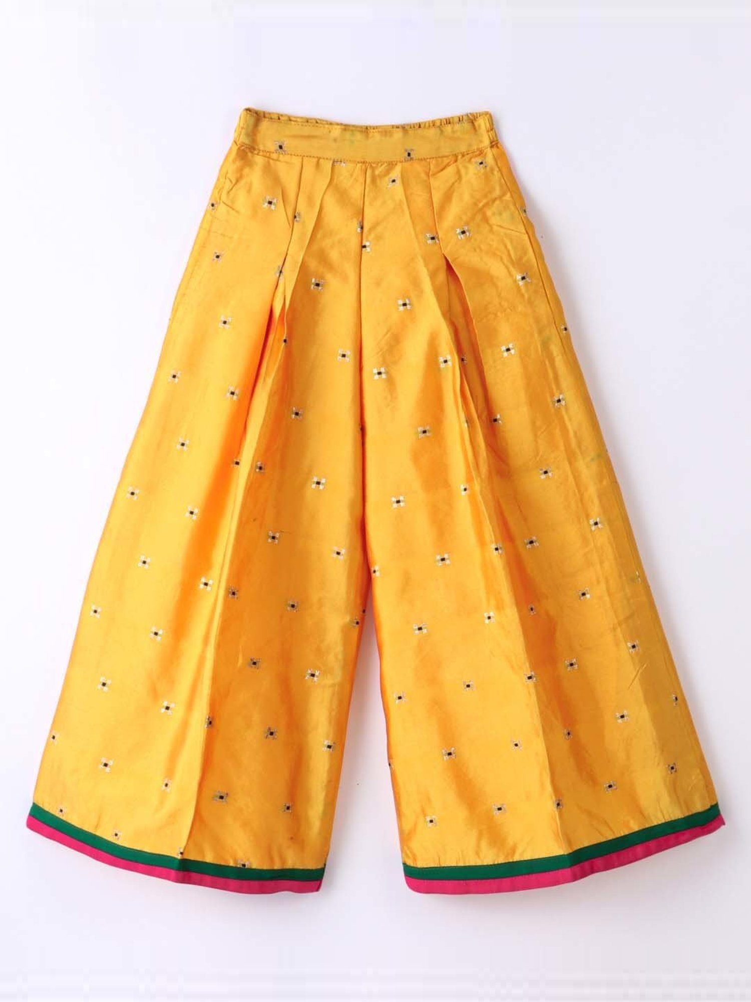 TWISHA Kids Red & Yellow Cotton Self Pattern Top Set