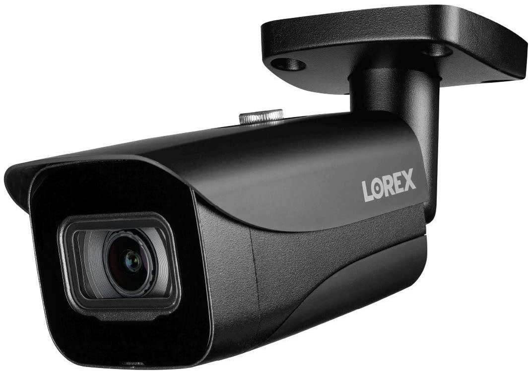 Lorex E861ABB 4K 8MP IP Black Bullet Camera with 130ft Color Night Vision and Smart Motion Detection