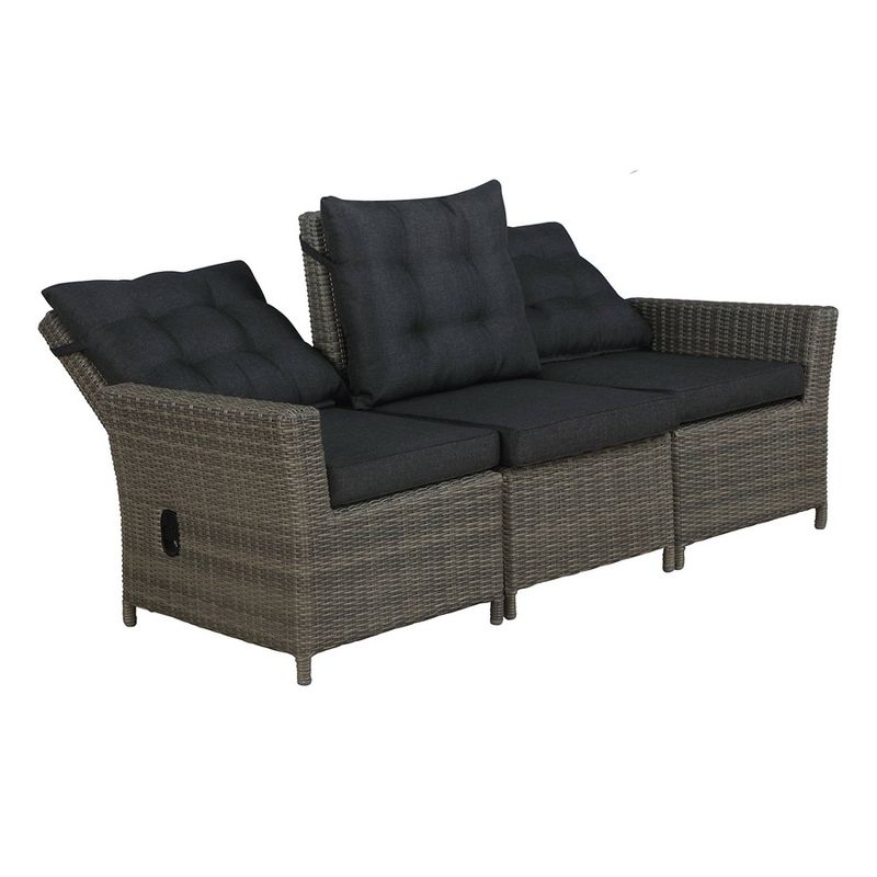 Asti Wicker 3 Seat Reclining Sofa with Cushions - Gray - Alaterre Furniture