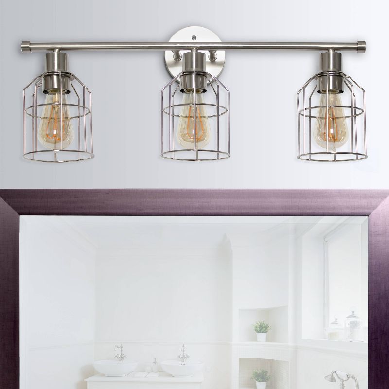 3-Light Industrial Wired Vanity Pendant Brushed Nickel - Lalia Home